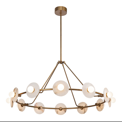 Dahlia|46in |Ch|Vintage Brass|Alabaster|40W|Led|90|3000K|Dc Led