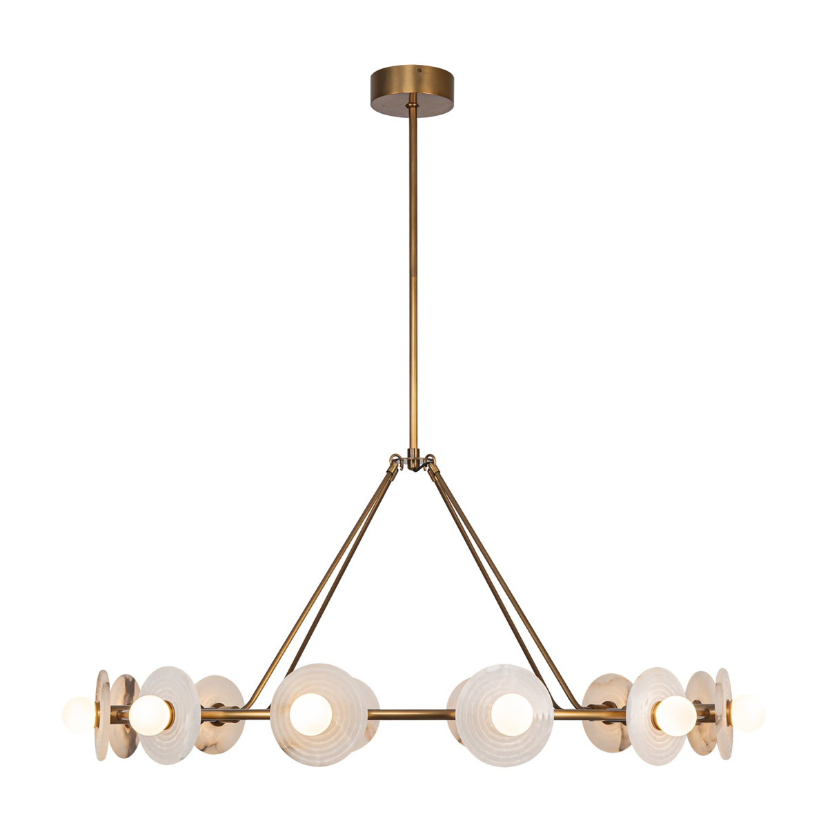 Dahlia|46in |Ch|Vintage Brass|Alabaster|40W|Led|90|3000K|Dc Led