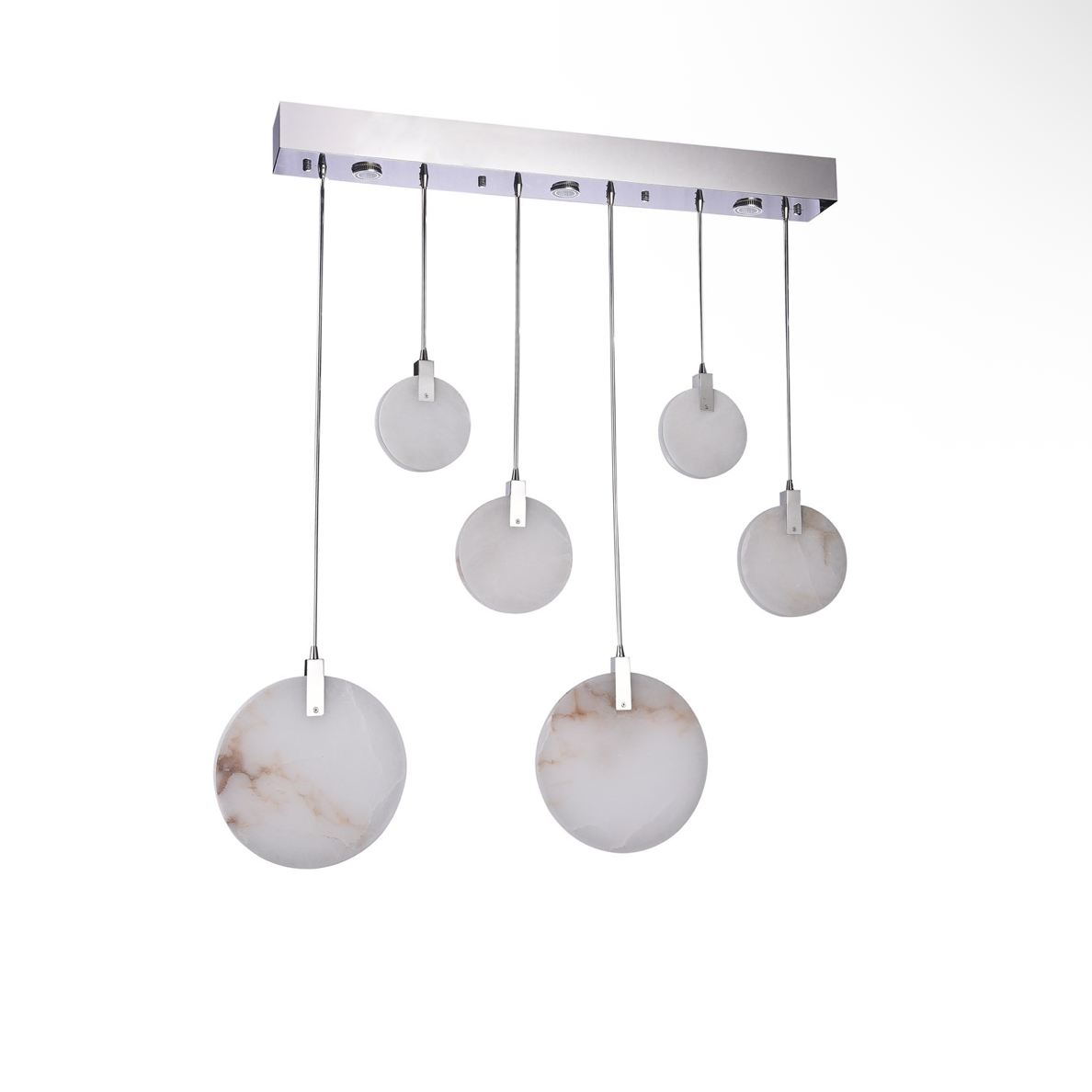 Chrome LED Chandelier With Spanish Marble Accents