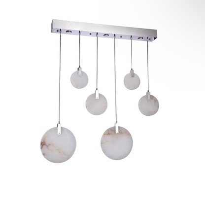 Chrome LED Chandelier With Spanish Marble Accents
