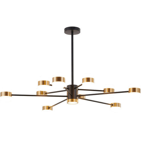 Black Metal Frame LED Chandelier with White & Gold Lights