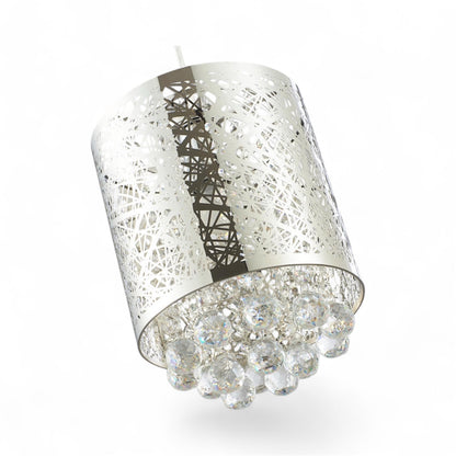 Stainless Steel Pendant Light with Clear Hanging Crystal Balls