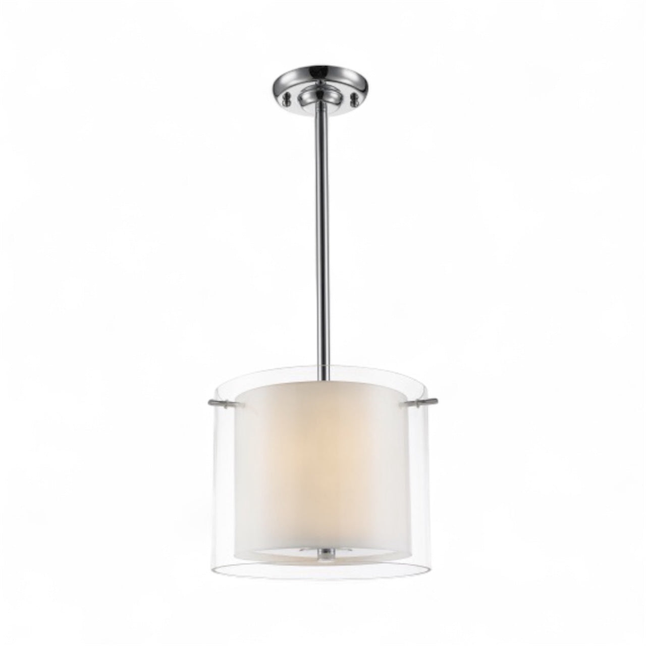 Clear Glass Pendant Light with Chrome Hardware
