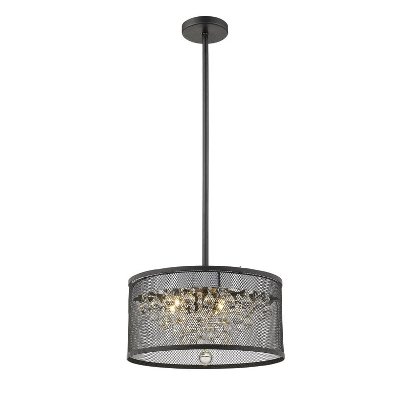 Black Metal Mesh Chandelier with Chrome Hardware & Clear Crystal Balls