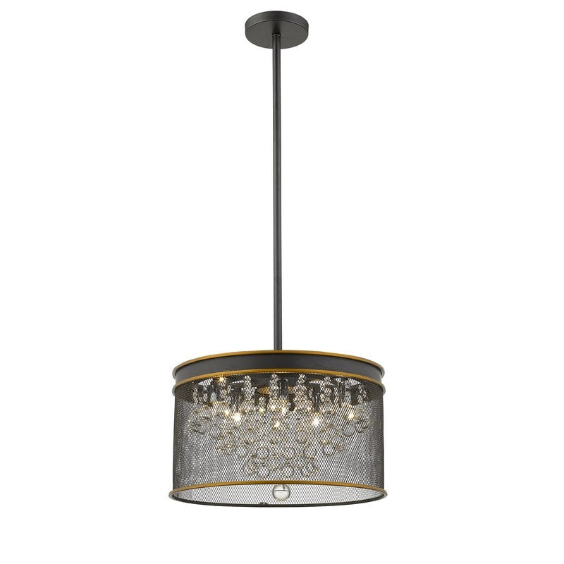 Black Mesh Chandelier with Gold Accents & Clear Crystal Balls