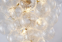 Brass Frame Chandelier with Clear Swirl Glass Shades