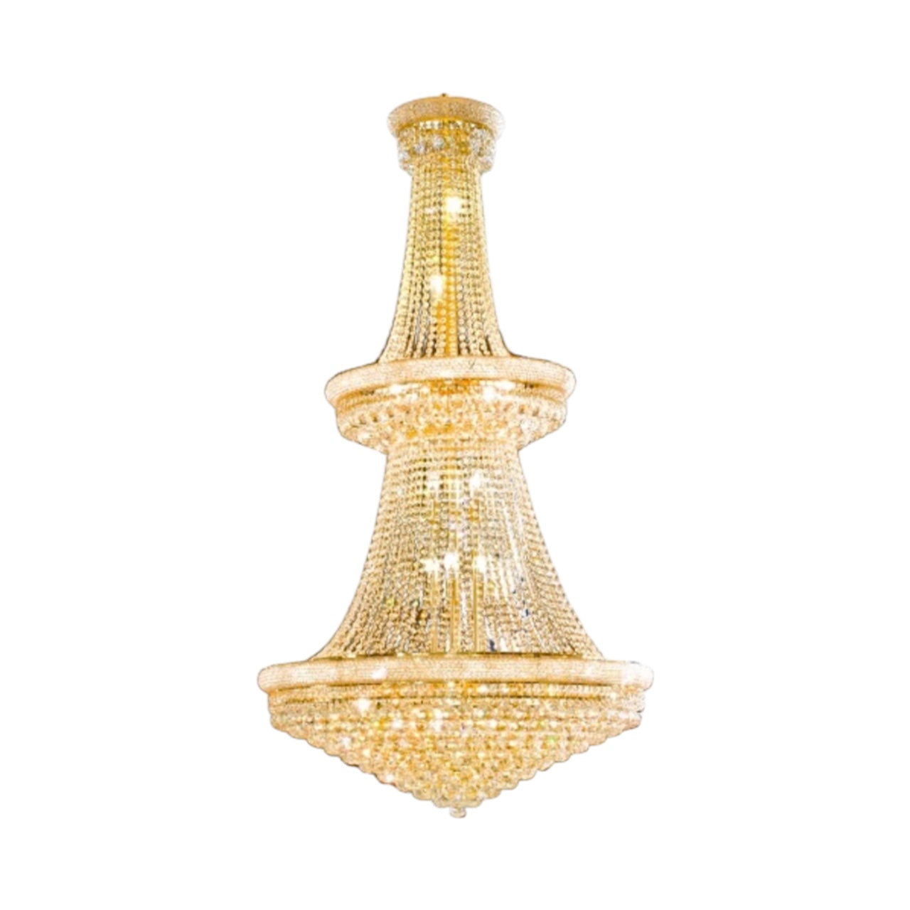 3-Tier Gold Frame Chandelier with Clear Crystals