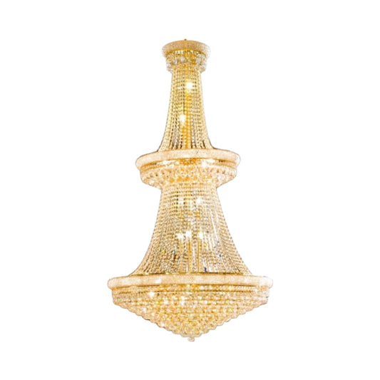 3-Tier Gold Frame Chandelier with Clear Crystals