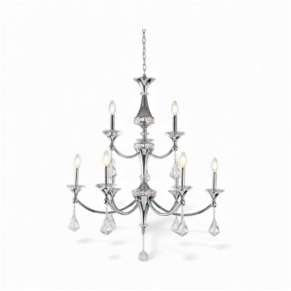 Two-Tier Chrome Frame with Clear Hanging Crystals &amp; Accents