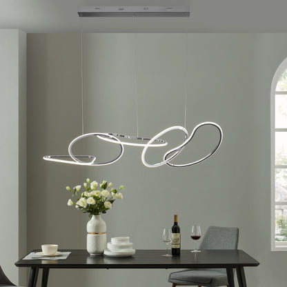 Seoul LED Hoops Rectangular Chrome Chandelier
