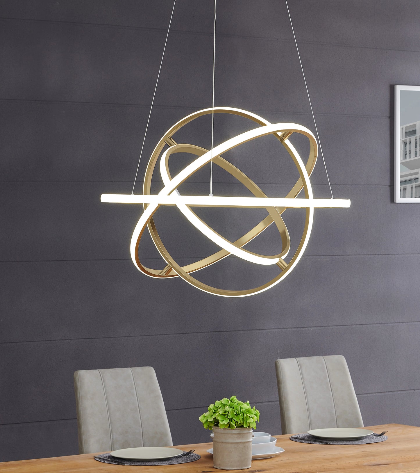 Oxford LED Sandy Gold Adjustable Chandelier