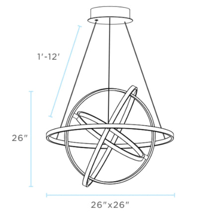 Oxford LED Sandy Gold Adjustable Chandelier