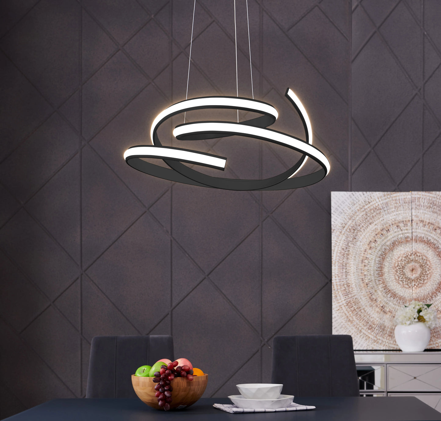 Oslo LED Adjustable Black Chandelier