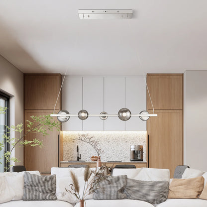 Polish Nickel Orbis Linea Chandelier