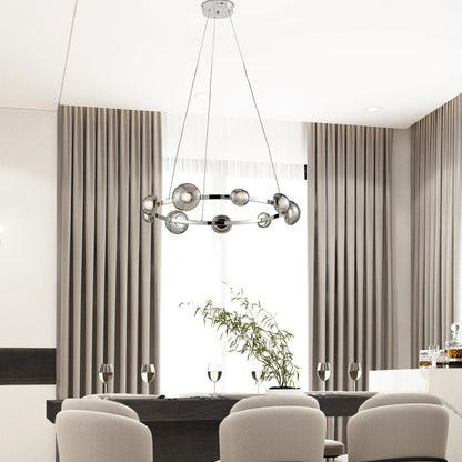Polish Nickel Orbis Halo Chandelier