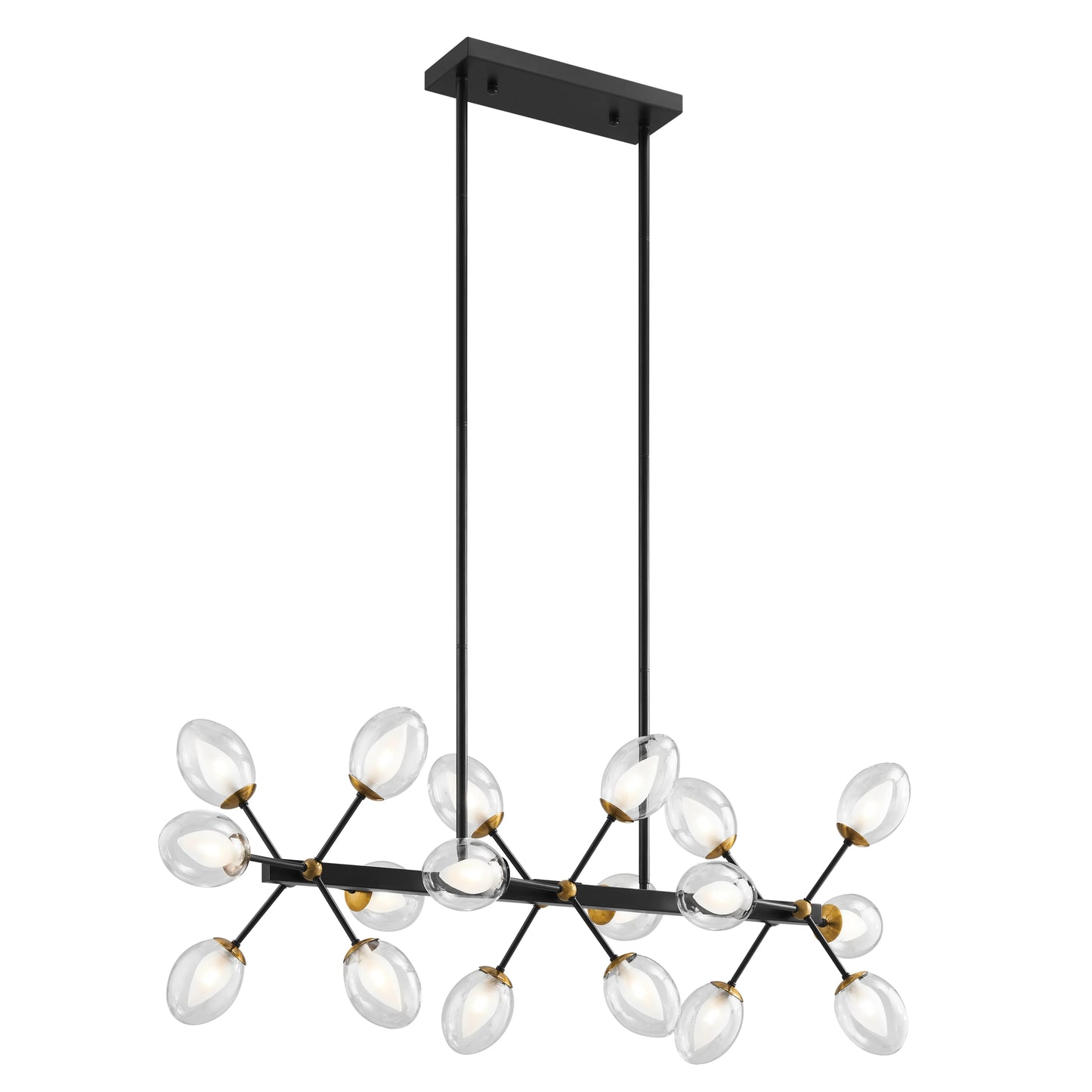 Nodus Crystal Rectangular 18 Lights Black Chandelier