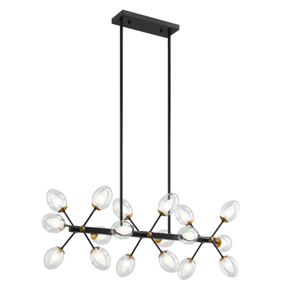 Nodus Crystal Rectangular 18 Lights Black Chandelier