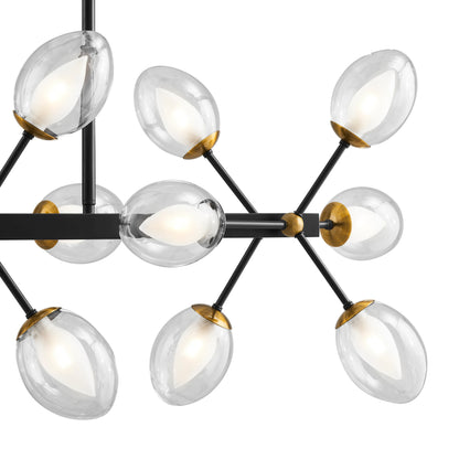 Nodus Crystal Rectangular 18 Lights Black Chandelier