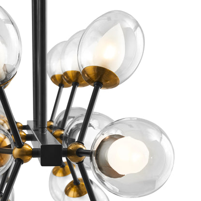 Nodus Crystal Rectangular 18 Lights Black Chandelier
