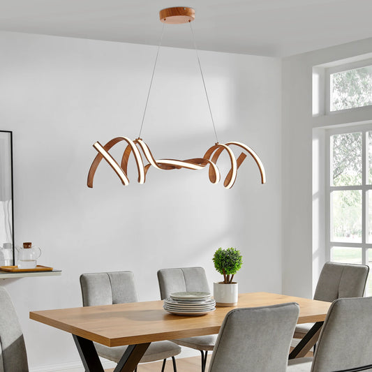 Munich LED Horizontal Wood Chandelier