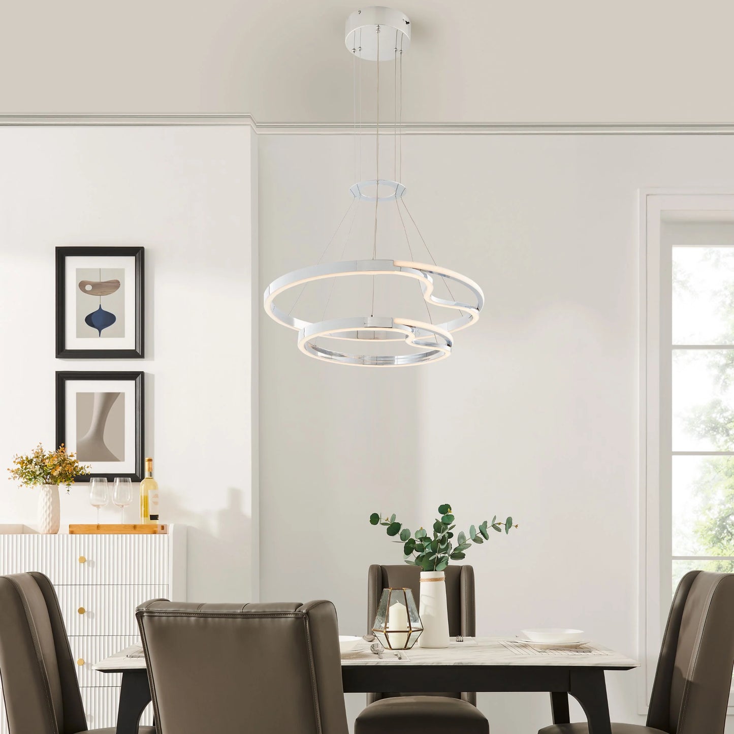 Minsk Double Round Chrome Chandelier