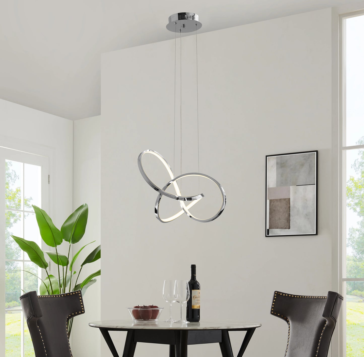 Knotted LED Dimmable Chrome Chandelier
