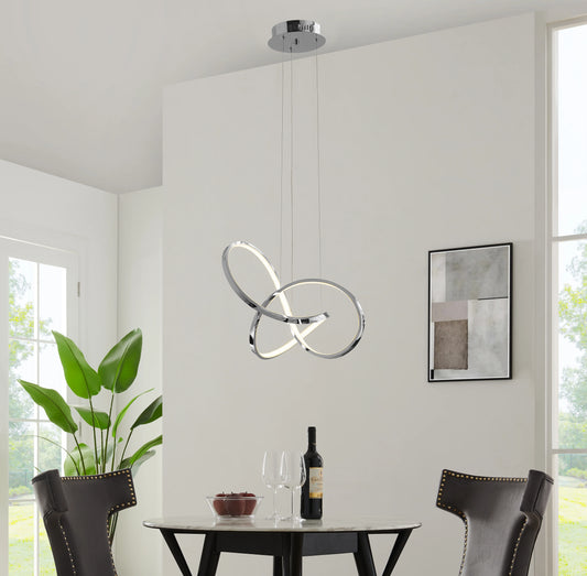 Knotted LED Dimmable Chrome Chandelier