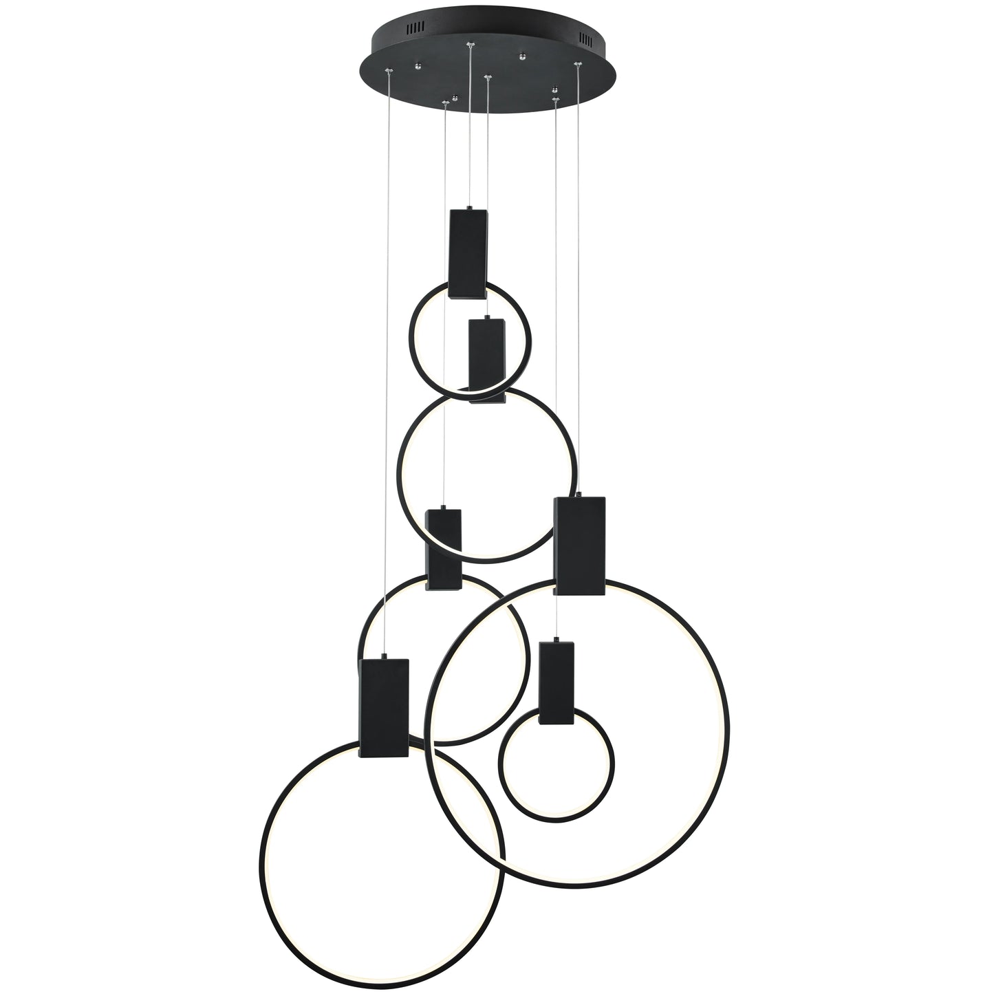 Hong Kong LED Circular Matte Black Chandelier