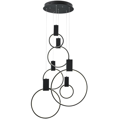 Hong Kong LED Circular Matte Black Chandelier