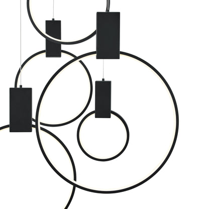 Hong Kong LED Circular Matte Black Chandelier