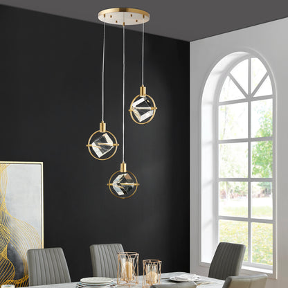 Hollywood Cube 3 Lights Pendant // Gold
