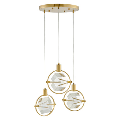 Hollywood Cube 3 Lights Pendant // Gold