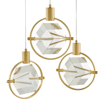 Hollywood Cube 3 Lights Pendant // Gold
