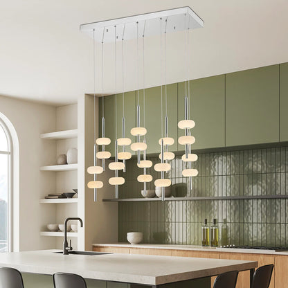 Double Spanish Alabaster Rectangular Chrome Chandelier