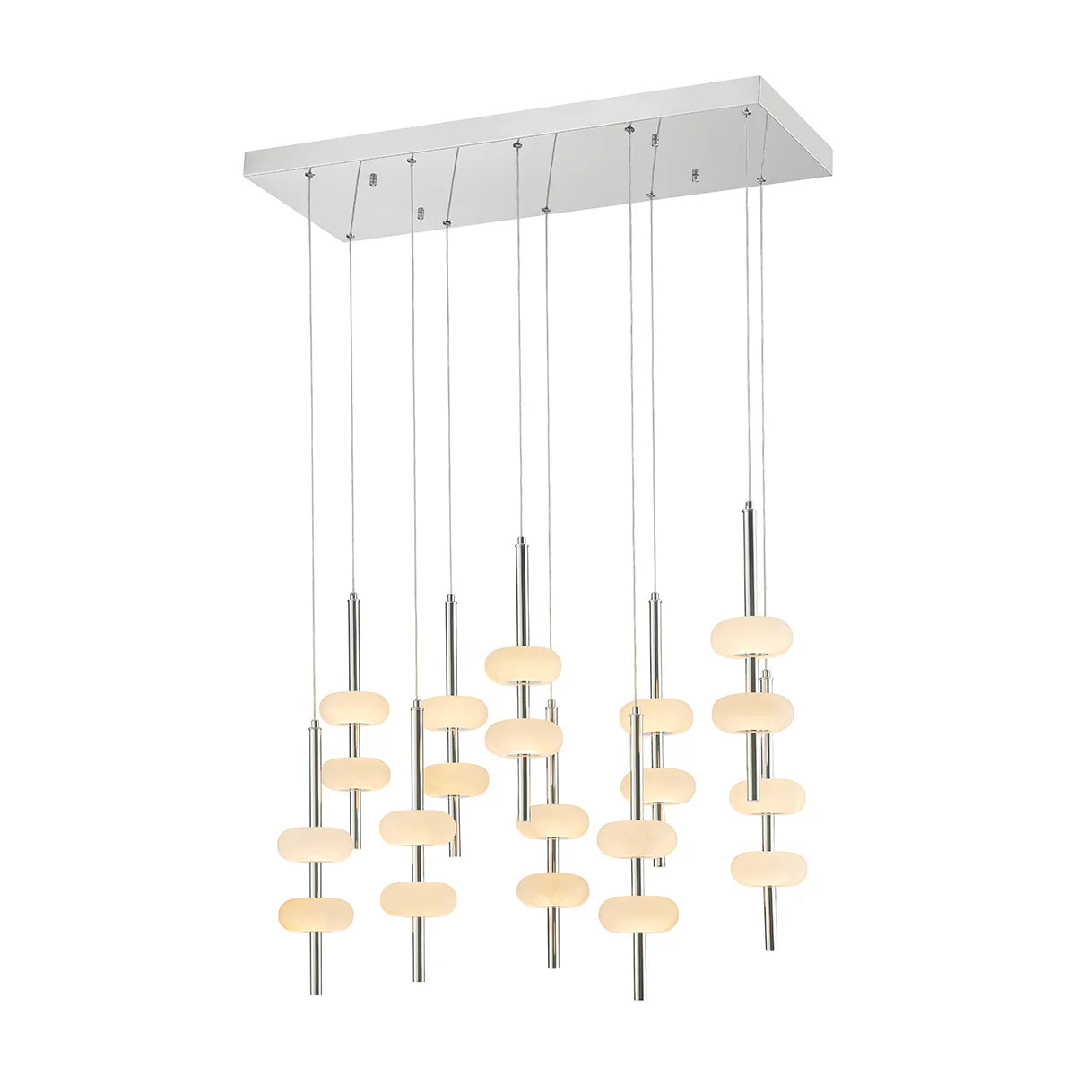 Double Spanish Alabaster Rectangular Chrome Chandelier