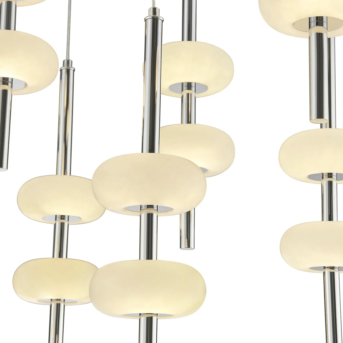 Double Spanish Alabaster Rectangular Chrome Chandelier