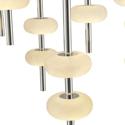 Double Spanish Alabaster Rectangular Chrome Chandelier