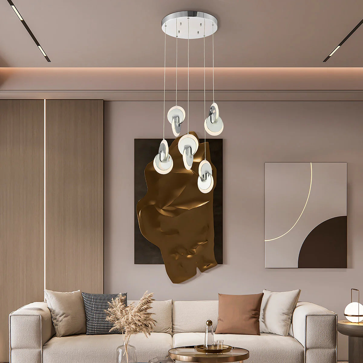Deuterium Round Chrome Chandelier