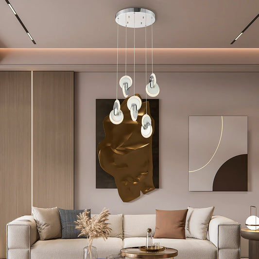 Deuterium Round Chrome Chandelier