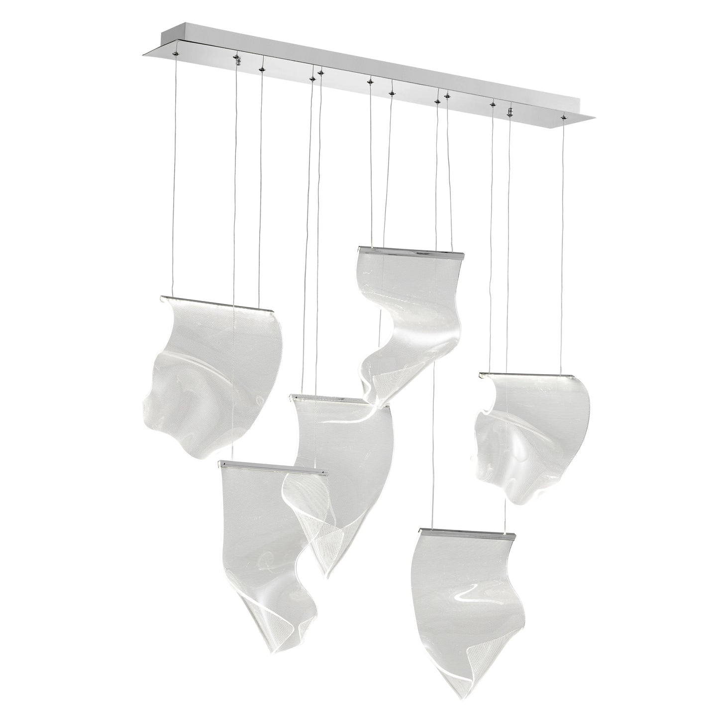 Acrylic Lace 6 Lights Chandelier // Chrome
