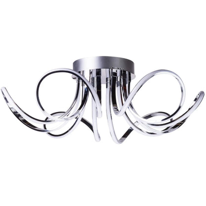 Chrome 6 Petal Flower DimmableI LED Flush Mount Lamp