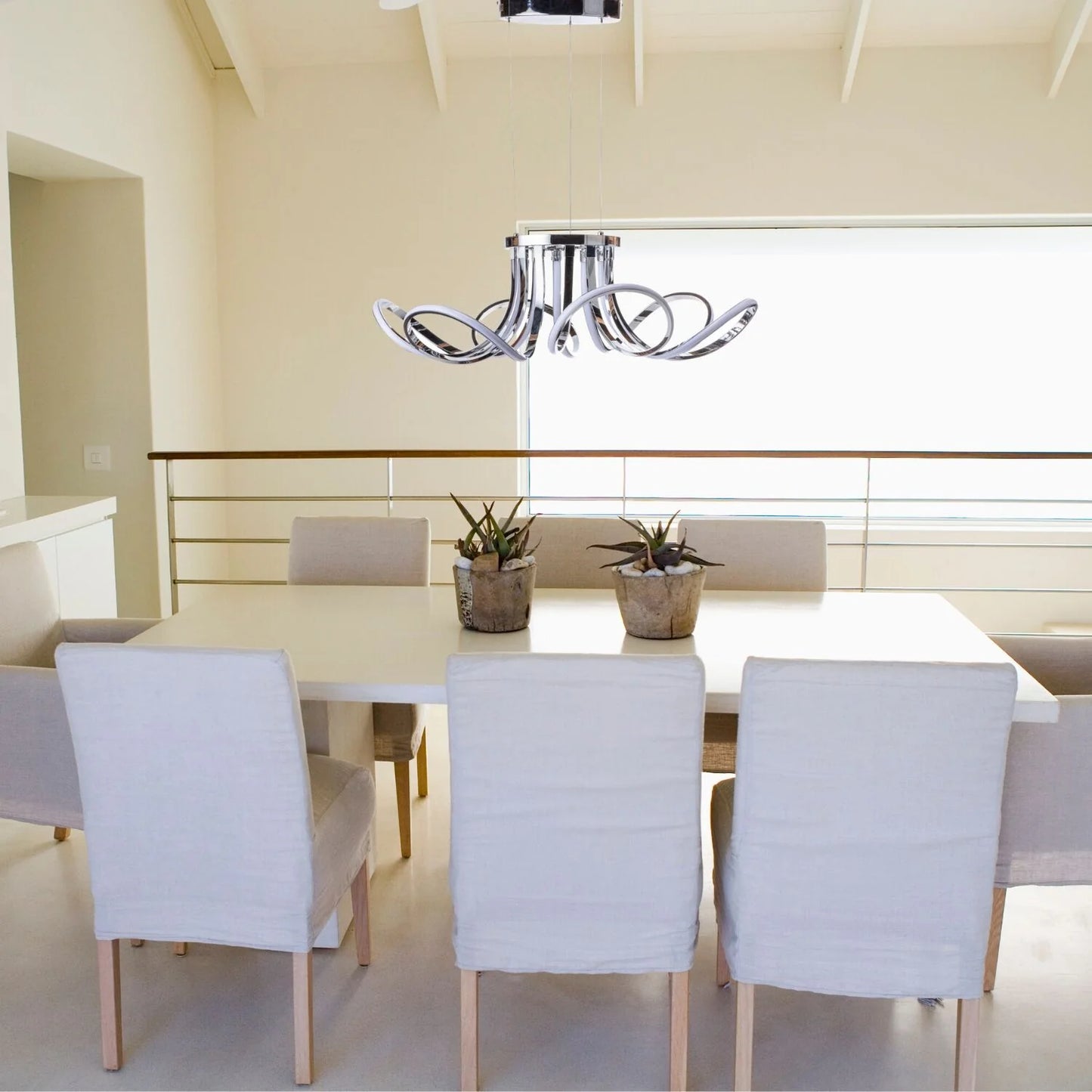 6 Petal Flower Dimmable LED Chandelier // Chrome