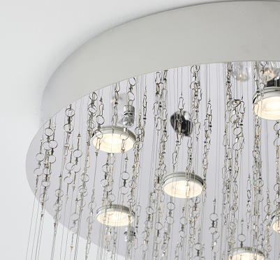 Flushed Chrome with Clear & Smoke Glass Hanging Stones
