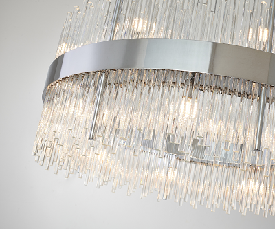 Round Chrome/Gold Chandelier