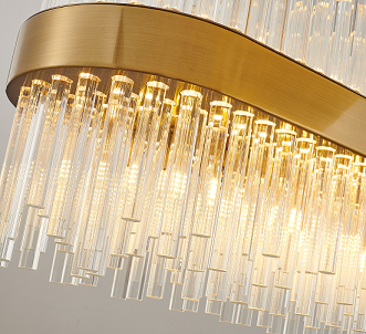 Chrome/Gold Chandelier With Clear Hanging Crystals