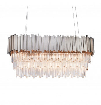 Chrome/Gold Chandelier With Clear Hanging Crystals