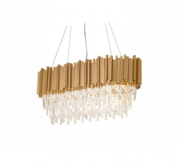 Chrome/Gold Chandelier With Clear Hanging Crystals
