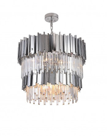 Two Tier Gold Chandelier WITH Clear Hanging Crystals