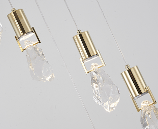 Brushed Gold Chandelier With Crystal Pendants
