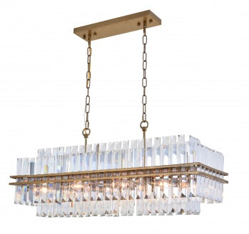 Antique Gold Two Tier Clear Crystal Chandelier